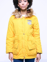 Casual Warm Hooded Drawstring Patch Pocket Padded Coat