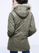 Casual Warm Hooded Drawstring Patch Pocket Padded Coat