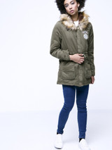 Casual Warm Hooded Drawstring Patch Pocket Padded Coat