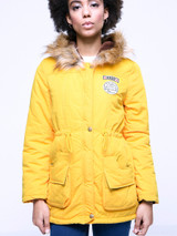 Casual Warm Hooded Drawstring Patch Pocket Padded Coat