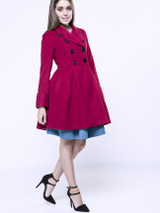 Casual Double Breasted Lapel Velvet Plain Coat