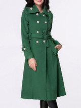 Lapel Double Breasted Plain Duster Woolen Coat