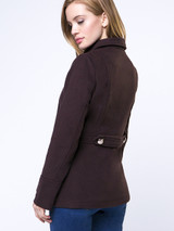 Casual Double Breasted Lapel Cotton Plain Woolen Coat