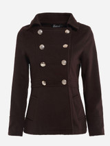 Casual Double Breasted Lapel Cotton Plain Woolen Coat