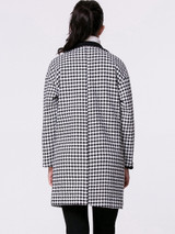 Casual Lapel Single Button Slit Pocket Houndstooth Woolen Coat