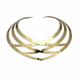 Vintage Crisscross Choker Silver or Gold Alloy Statement Necklace