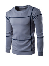 Casual Round Neck Color Block Big Plaid Men Sweatshirt