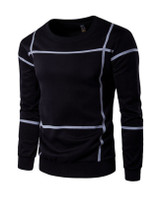 Casual Round Neck Color Block Big Plaid Men Sweatshirt