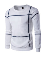 Casual Round Neck Color Block Big Plaid Men Sweatshirt
