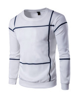 Casual Round Neck Color Block Big Plaid Men Sweatshirt