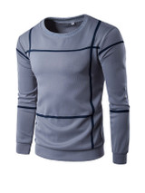 Casual Round Neck Color Block Big Plaid Men Sweatshirt