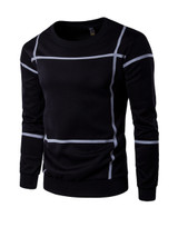 Casual Round Neck Color Block Big Plaid Men Sweatshirt