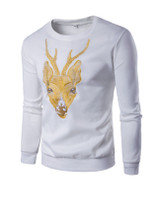 Casual Round Neck Reindeer Embroidery Men Sweatshirt