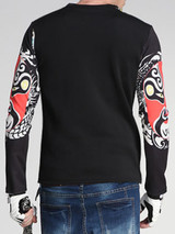 Casual Facial Makeup Printed Round Neck Men Sweatshirt