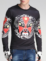 Casual Facial Makeup Printed Round Neck Men Sweatshirt