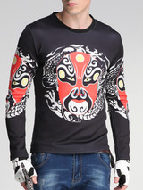 Casual Facial Makeup Printed Round Neck Men Sweatshirt