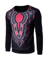 Casual Round Neck Retro Printed Men Sweatshirt