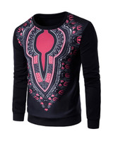 Casual Round Neck Retro Printed Men Sweatshirt