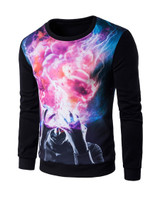 Casual Abstract Print Casual Round Neck Men Sweatshirt