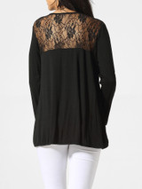 Casual Collarless Hollow Out Patchwork Plain Cardigan