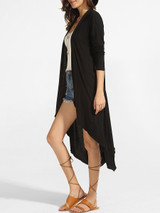 Casual Asymmetrical Hems Collarless Plain Cardigan