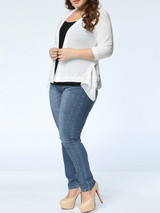 Casual Asymmetric Hem Tiered Plain Plus Size Cardigan