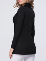 Casual Asymmetric Hem Patchwork Single Button Plain Cardigan