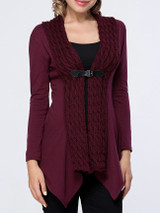 Casual Asymmetric Hem Patchwork Single Button Plain Cardigan