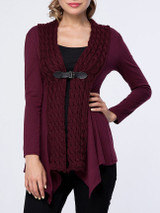 Casual Asymmetric Hem Patchwork Single Button Plain Cardigan