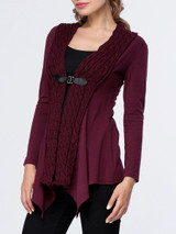 Casual Asymmetric Hem Patchwork Single Button Plain Cardigan