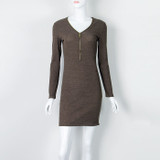 Women Dresses Zipper O-neck Sexy Knitted Dress Long Sleeve Bodycon Sheath Pack Hip Dress Women Dresses Zipper O-neck Sexy Knitted Dress Long Sleeve Bodycon Sheath Pack Hip Dress