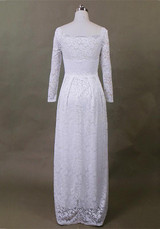 White Patchwork Lace Pleated Long Sleeve Elegant Maxi Dress