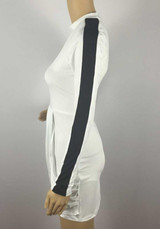 Casual White Patchwork Round Neck Long Sleeve Fashion Mini Dress