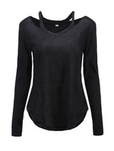 Casual V-Neck Cutout Plain Sweater