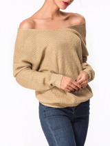 Casual V Neck Plain Two-way Loose Fitting Sweater Casual V Neck Plain Two-way Loose Fitting Sweater