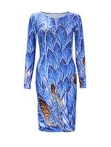 Casual Stylish Printed Long Sleeve Round Neck Bodycon Dress