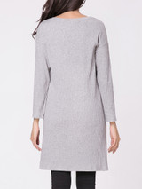 Casual Round Neck Ribbed Dip Hem Plain Sweater