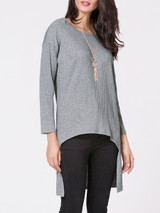 Casual Round Neck Ribbed Dip Hem Plain Sweater