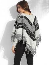 Casual Rough Selvedge Round Neck Knit Color Block Plaid Sweater