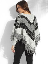 Casual Rough Selvedge Round Neck Knit Color Block Plaid Sweater