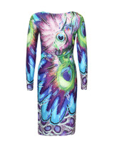 Casual Printed Long Sleeve Round Neck Bodycon Dress
