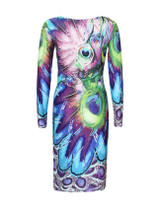 Casual Printed Long Sleeve Round Neck Bodycon Dress
