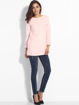 Casual Pockets Round Neck Knit Plain Sweater