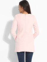 Casual Pockets Round Neck Knit Plain Sweater