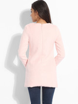 Casual Pockets Round Neck Knit Plain Sweater