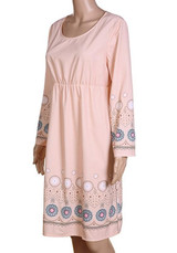Casual Pink Geometric Print Round Neck Long Sleeve Casual Maternity Mini Dress