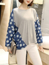 Casual Oversized Polka Dot Batwing Long Sleeve T-Shirt