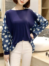 Casual Oversized Polka Dot Batwing Long Sleeve T-Shirt