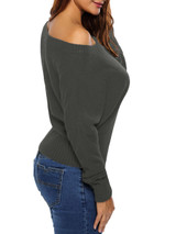 Casual One Shoulder Plain Sweater