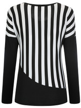 Casual Modern Vertical Striped Round Neck Long Sleeve T-Shirt